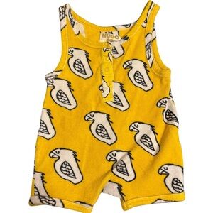 Hugo Loves Tiki 2T Parrot Print Terrycloth Yellow Romper